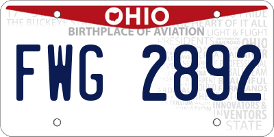 OH license plate FWG2892