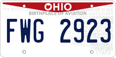 OH license plate FWG2923