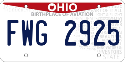 OH license plate FWG2925