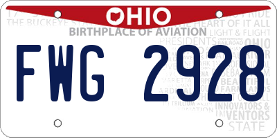 OH license plate FWG2928
