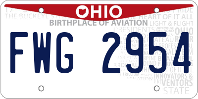 OH license plate FWG2954