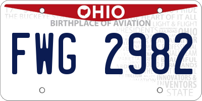 OH license plate FWG2982