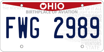 OH license plate FWG2989