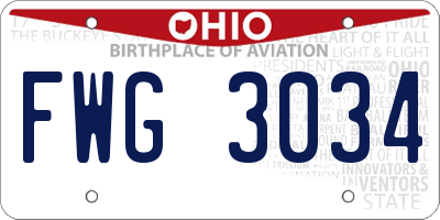 OH license plate FWG3034