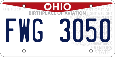 OH license plate FWG3050