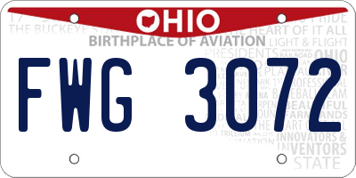 OH license plate FWG3072
