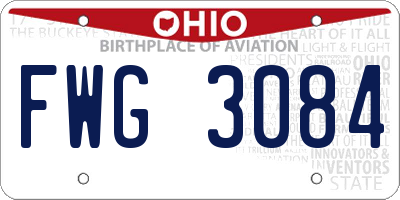 OH license plate FWG3084