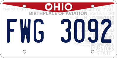 OH license plate FWG3092