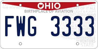 OH license plate FWG3333