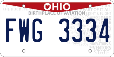 OH license plate FWG3334