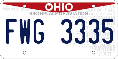 OH license plate FWG3335