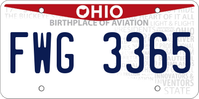 OH license plate FWG3365