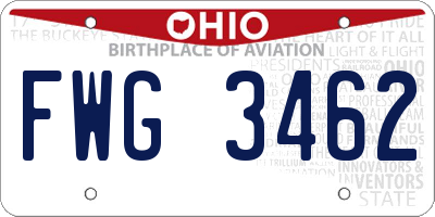 OH license plate FWG3462
