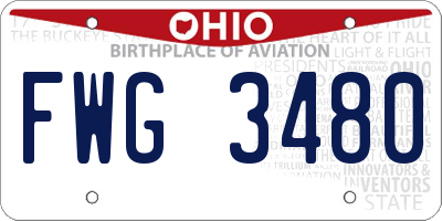 OH license plate FWG3480