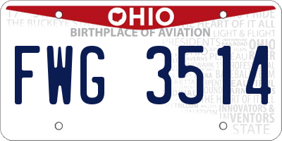 OH license plate FWG3514