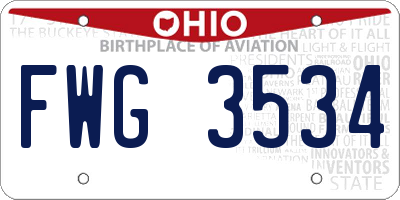 OH license plate FWG3534