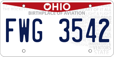 OH license plate FWG3542