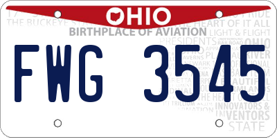 OH license plate FWG3545