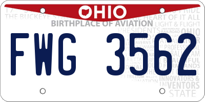 OH license plate FWG3562