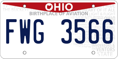 OH license plate FWG3566