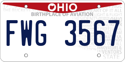 OH license plate FWG3567