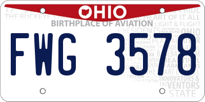 OH license plate FWG3578