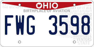 OH license plate FWG3598