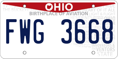 OH license plate FWG3668