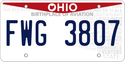 OH license plate FWG3807