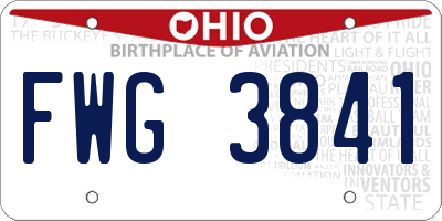 OH license plate FWG3841