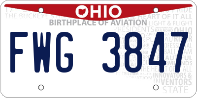 OH license plate FWG3847