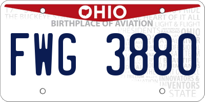 OH license plate FWG3880