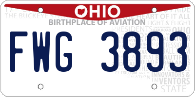 OH license plate FWG3893