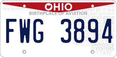 OH license plate FWG3894