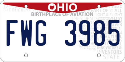 OH license plate FWG3985