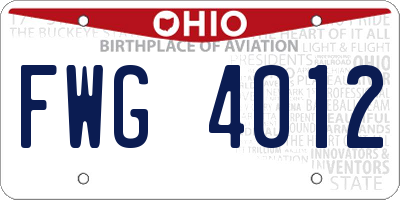 OH license plate FWG4012