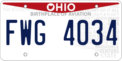 OH license plate FWG4034