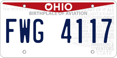 OH license plate FWG4117