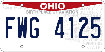 OH license plate FWG4125