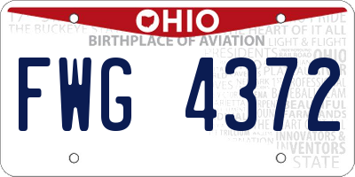 OH license plate FWG4372