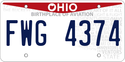 OH license plate FWG4374