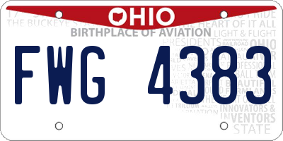 OH license plate FWG4383