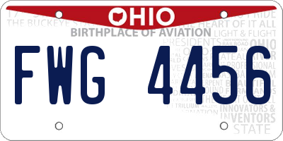 OH license plate FWG4456