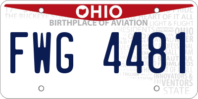 OH license plate FWG4481