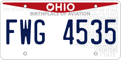 OH license plate FWG4535