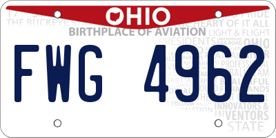 OH license plate FWG4962