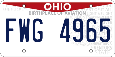 OH license plate FWG4965