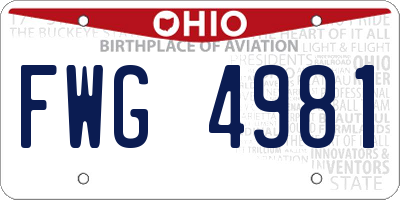 OH license plate FWG4981