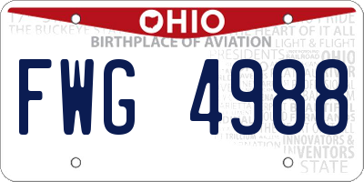 OH license plate FWG4988