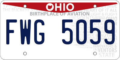 OH license plate FWG5059